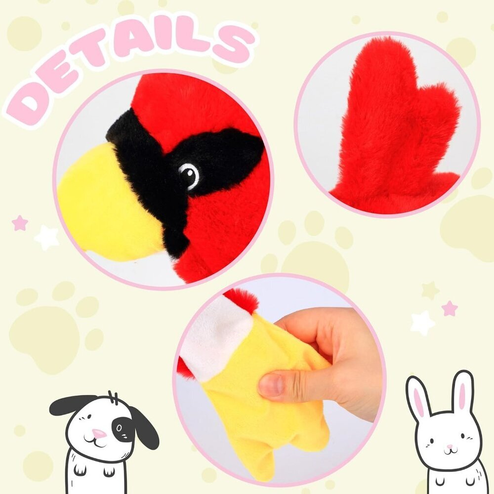 Kids Cardinal Animal Hat with Ears Moving Jumping Pop Up Beating Plush Holiday - Picture 5 of 9